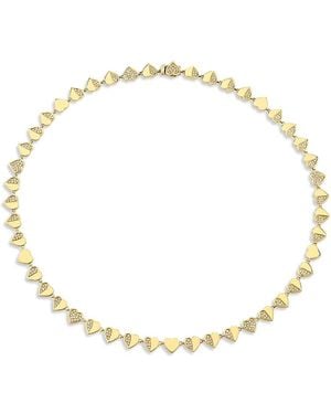 Sydney Evan 14K The Solara Diamond Half Heart Eternity Necklace, 16 - Metallic