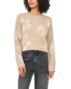 Vince Camuto Embroidered Crewneck Sweater - Natural