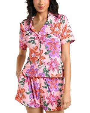 La Blanca Ornate Blooms Short Pajama Set - Red