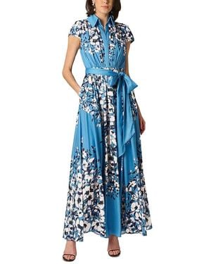 Aidan Mattox Printed Chiffon Long Dress - Blue