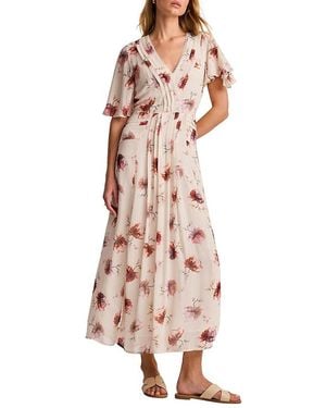 Mint Velvet Soft Bloom Button-Front Midi Dress - Pink