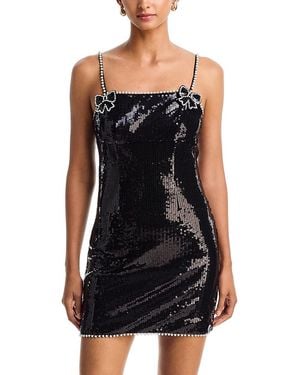 Aqua Sequinned Beaded Mini Dress - Black