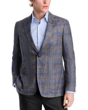 Peter Millar Dawson Regular Fit Plaid Soft Wool Silk Blend Jacket - Blue