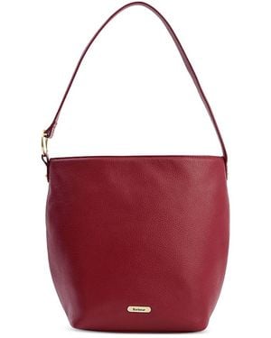 Barbour Cedar Large Leather Bucket Bag - Red
