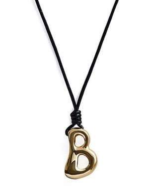 BaubleBar Initial Adjustable Cord Pendant Necklace, 32 - Metallic