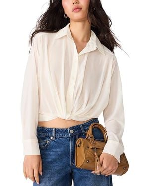 Steve Madden Sage Twisted Hem Button Front Top - White