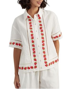 Chinti & Parker Linen-Blend Strawberry Shirt - White