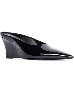 Black Suede Studio Pointed Wedge Pumps - Blue