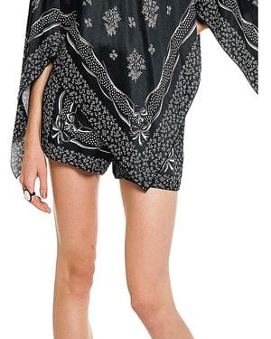 Anna Sui Ribbon Handkerchief Satin Print Shorts - Black