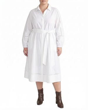 UNIVERSAL STANDARD Plus Claire Stretch Poplin Shirtdress - White