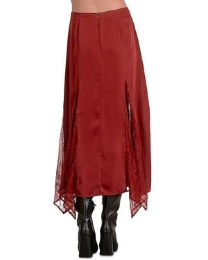 Elan Lace Trim Midi Skirt - Red