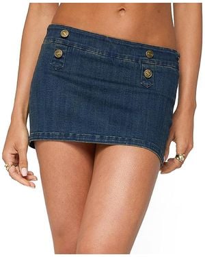 Edikted Taliyah Stretchy Denim Mini Skort - Blue
