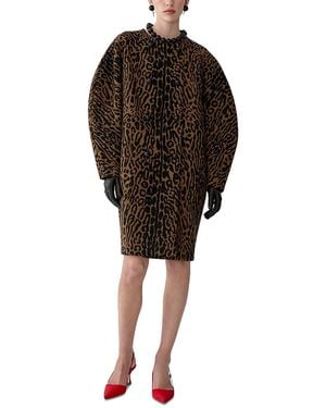 Carolina Herrera Wool Printed Cocoon Coat - Brown