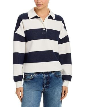 Aqua Cropped Oversized Polo Sweater - Blue