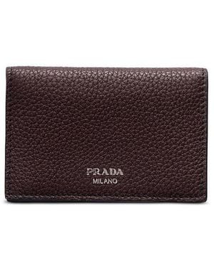 Prada Leather Card Holder - Purple