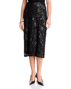 Tahari Sequin Floral Skirt - Black