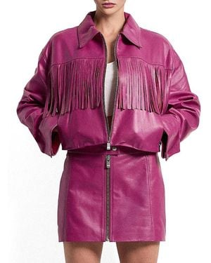 AS by DF Jeremiah Upcycled Leather Fringe Jacket - Purple