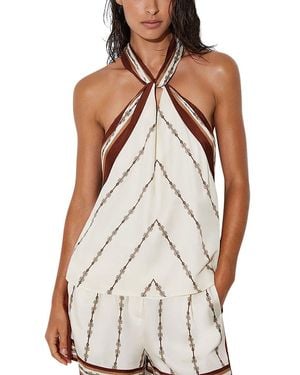 Reiss Jayce Chain Print Halter Neck Top - White