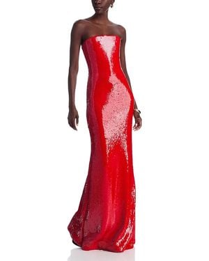 Sergio Hudson Strapless Sequin Gown - Red