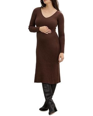 Hatch Collection The Dasha Maternity Sweater Dress - Brown