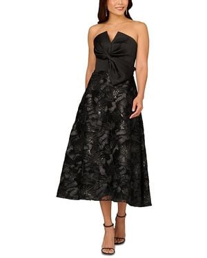 Aidan Mattox Strapless Embellished Midi Dress - Black