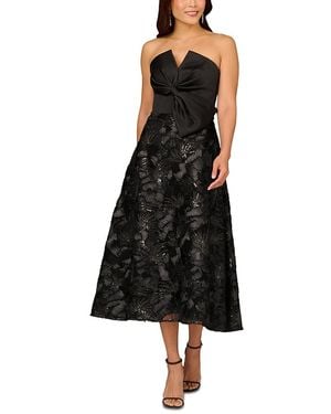 Aidan Mattox Strapless Embellished Midi Dress - Black