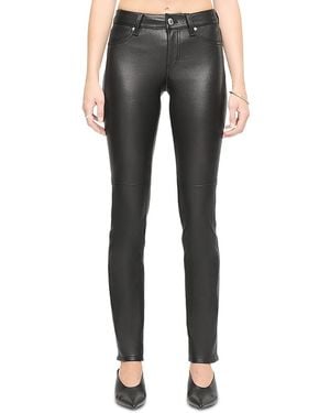 RE/DONE Leather Slim Fit Mid Rise Straight Leg Jeans - Black