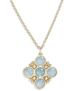 L. Klein 18K Bubbles Aquamarine Bezel Pendant Necklace, 16-18 - Metallic