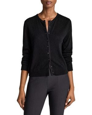 Vince Mixed Media Crewneck Cardigan - Black