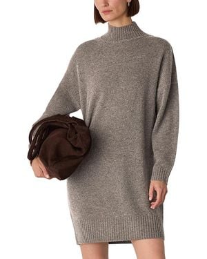 Whistles Funnel Neck Wool Mini Dress - Brown