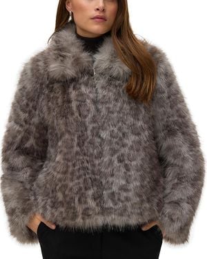 Vero Moda Lia Faux Fur Jacket - Brown
