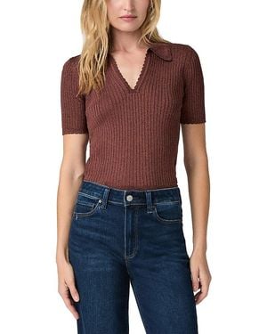 PAIGE Una Cotton Blend Ribbed Knit Top - Blue
