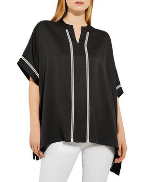 Misook Contrast Trim Dolman Sleeve Top - Black