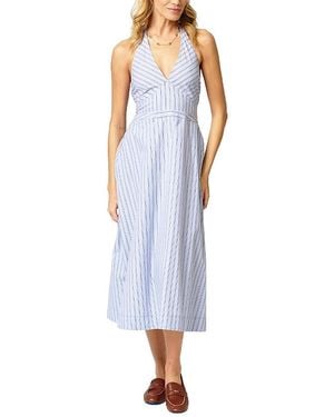 Central Park West Ora Poplin Stripe Halter Dress - Blue