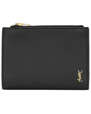 Saint Laurent Tiny Cassandre Bi-Fold Wallet - Black