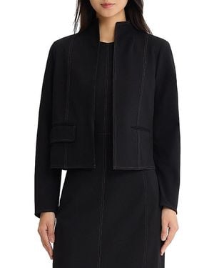 Misook Relaxed Luxestretch Ponte Contrast Stitch Jacket - Black