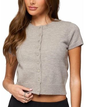 Edikted Coreen Button Up Knit Cardigan - Gray