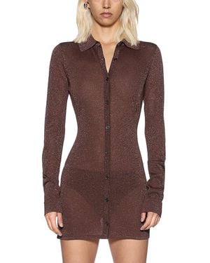 Ksubi Devin Long Sleeve Shirt Dress - Purple