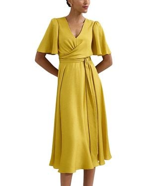 Phase Eight Abbie Textured Faux Wrap Dress - Yellow
