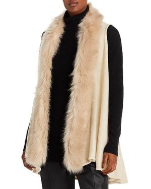 Surell Faux Fur Trimmed Knit Vest - Black