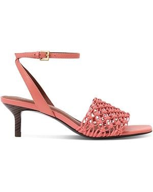 Reiss Stephanie Leather Kitten Heel Sandals - Pink