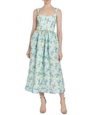 Markarian Floral Organza Corset Midi Dress - Blue