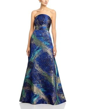 Teri Jon Jacquard Gown - Blue