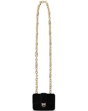 Pinko Pocket Necklace Suede Bag - White