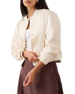 Mint Velvet Satin Lace Trim Bomber Jacket - Natural