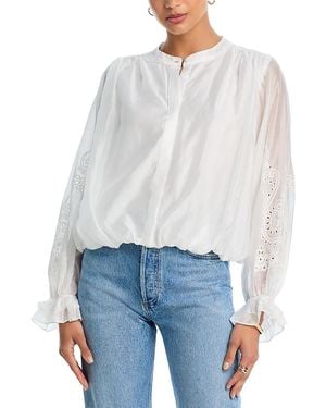 Aqua Eyelet Sleeve Top - White