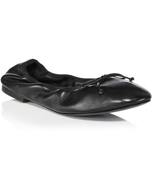 Stuart Weitzman Nia Leather Ballet Flats - Black