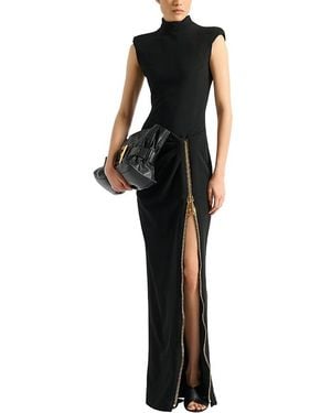 Balmain Long Jersey Dress With Leg Slit - Black