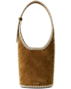 Veronica Beard Whipstitch Loop Suede Shoulder Bag - Brown