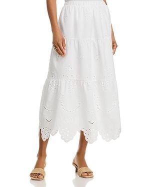 Aqua Eyelet Midi Skirt - White